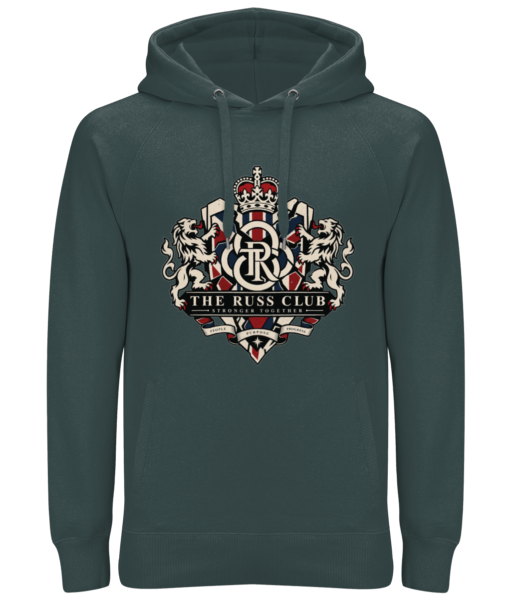 Stronger Together British heritage crest heavy hoodie in Charcoal – front artwork