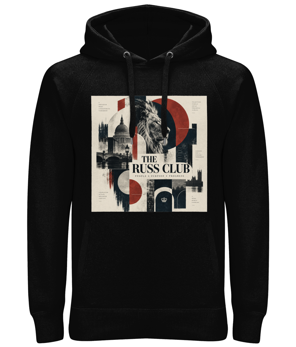People Purpose Progress London lion heavy hoodie in Black – front artwork
