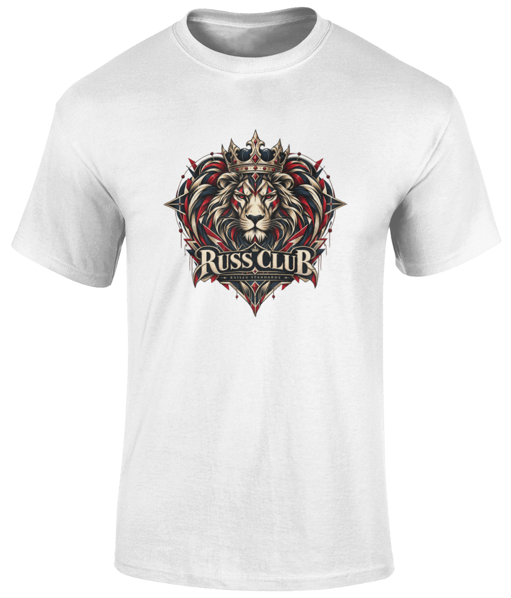 Raised Standards crowned lion heavyweight T-shirt in White – front artwork