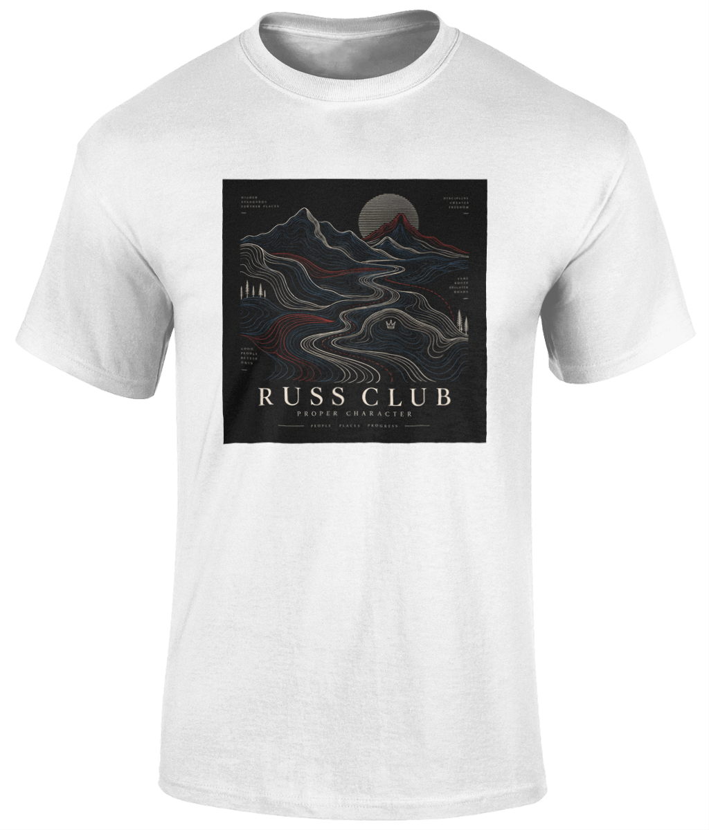 Proper Character topographic landscape heavyweight T-shirt in White – front artwork