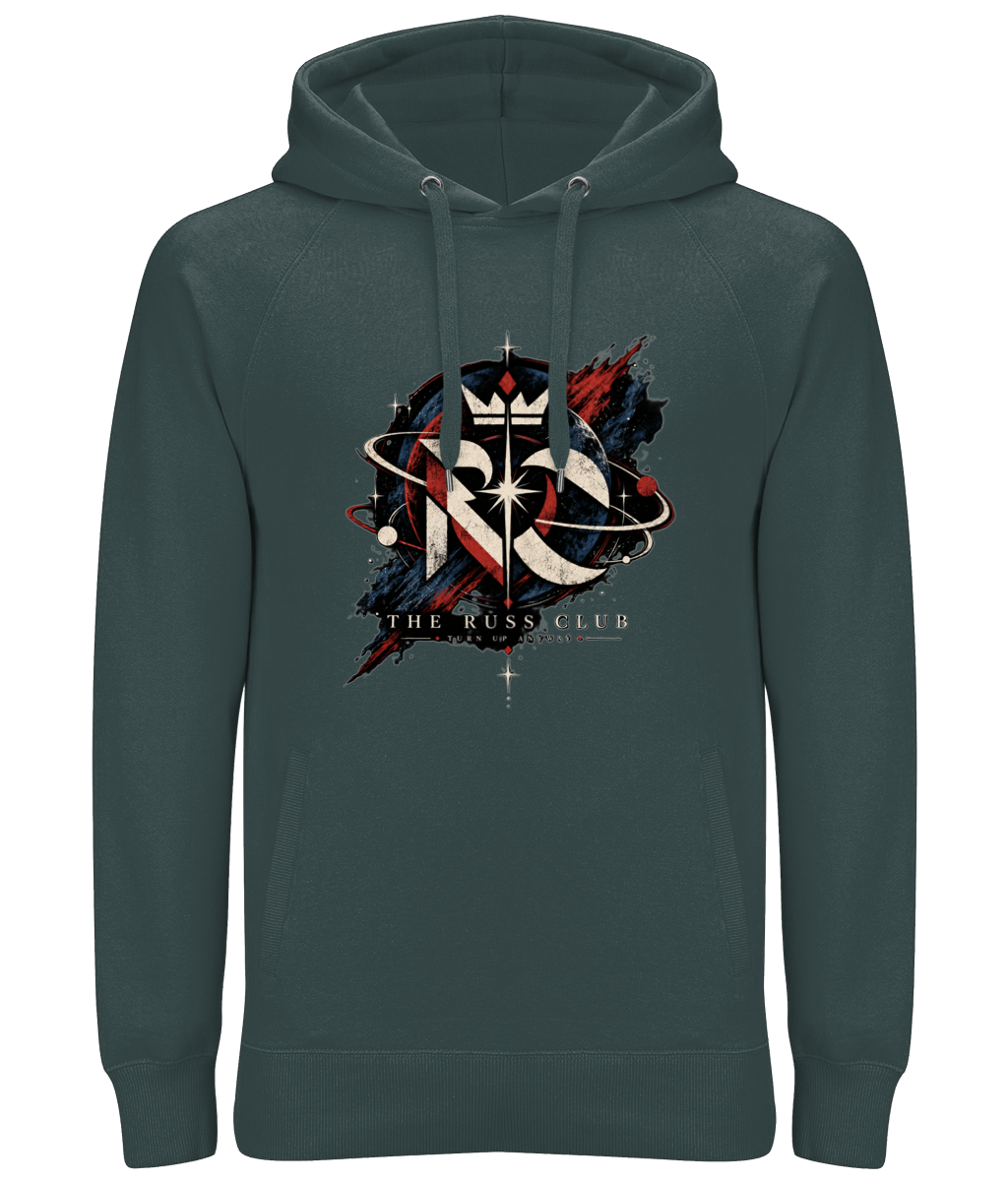 Cosmic RC monogram heavy hoodie in Charcoal – front artwork