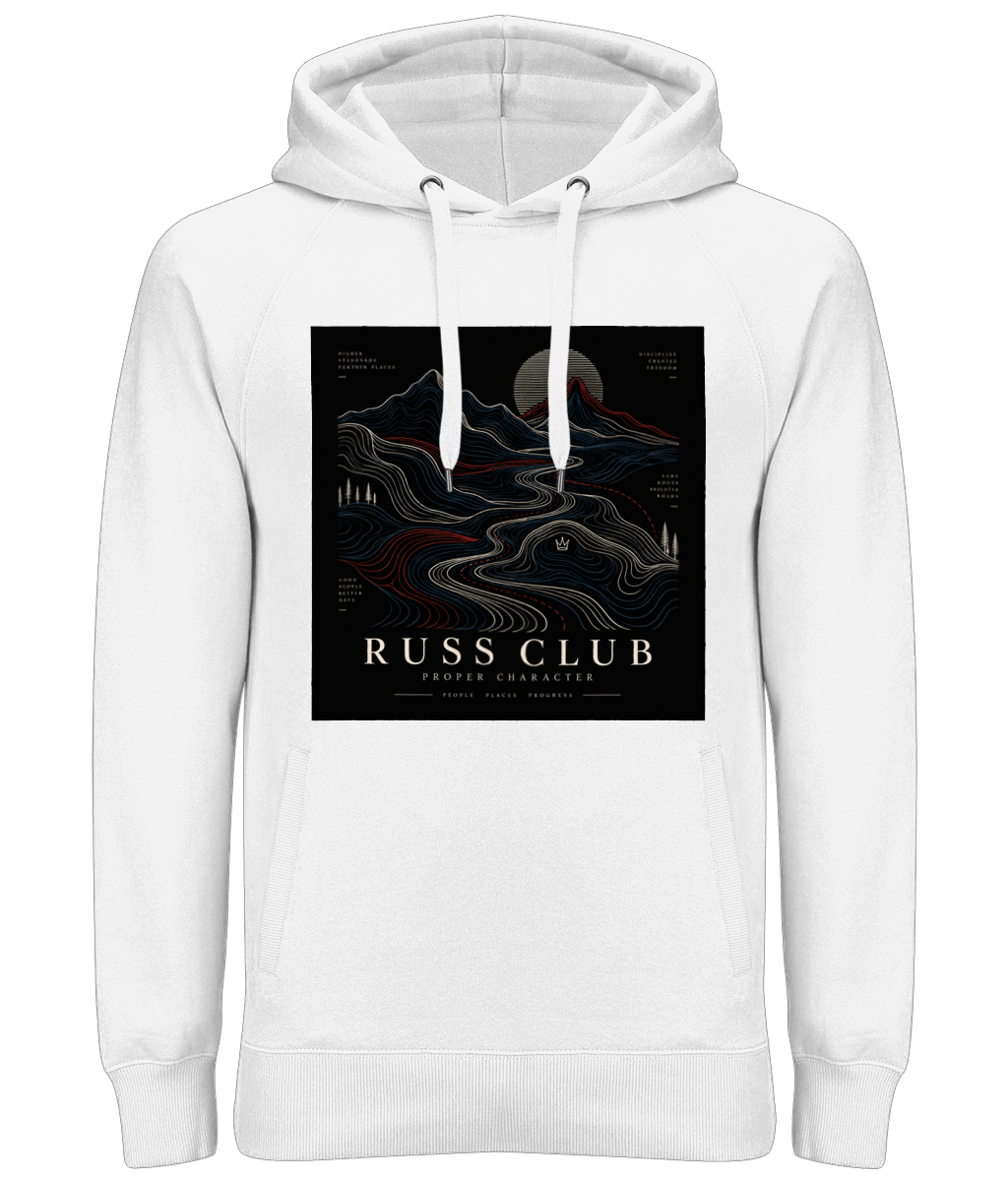 Proper Character topographic landscape heavy hoodie in White – front artwork