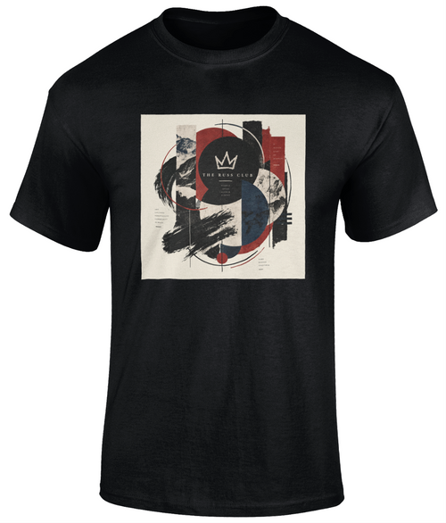 Abstract Russ Club crown graphic heavyweight T-shirt in Black – front artwork