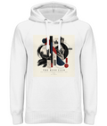 London lion and landmark collage heavy hoodie in White – front artwork