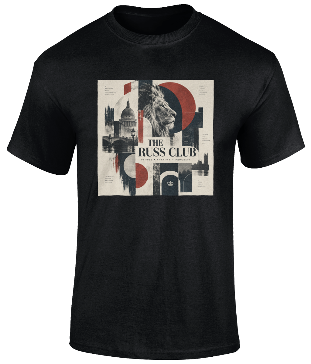People Purpose Progress London lion heavyweight T-shirt in Black – front artwork
