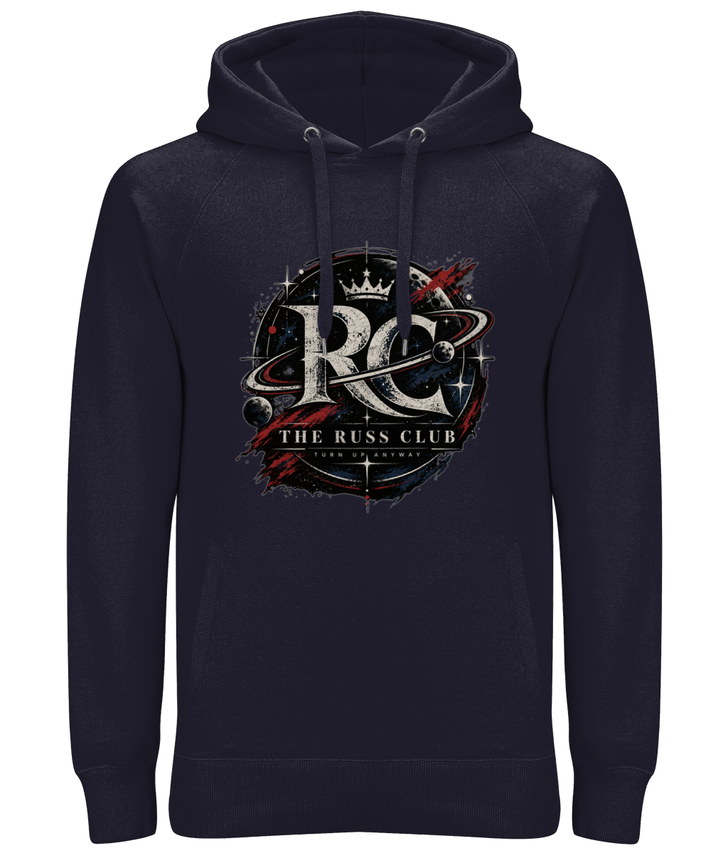 Turn Up Anyway cosmic RC monogram heavy hoodie in Navy – front artwork