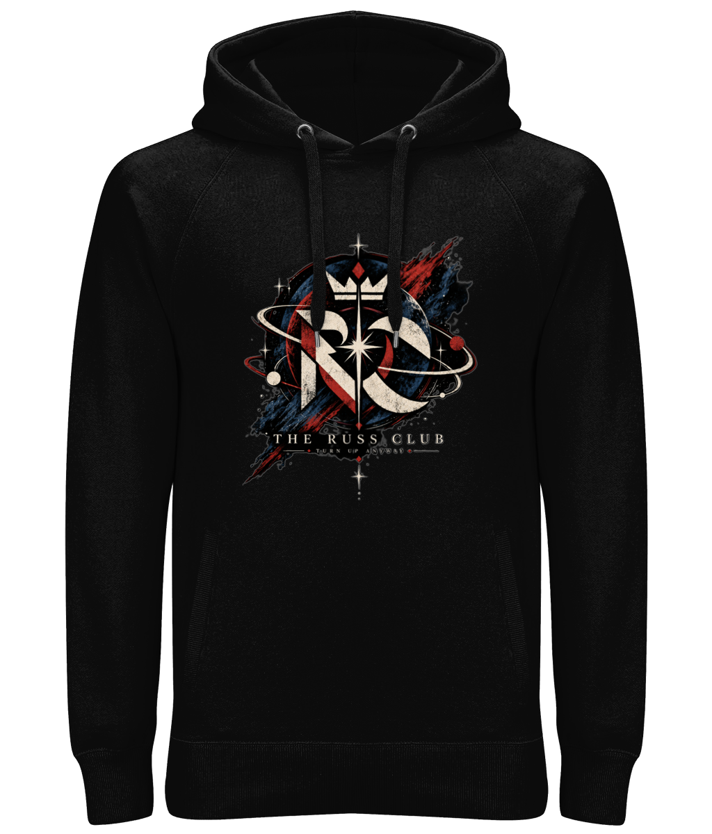 Cosmic RC monogram heavy hoodie in Black – front artwork