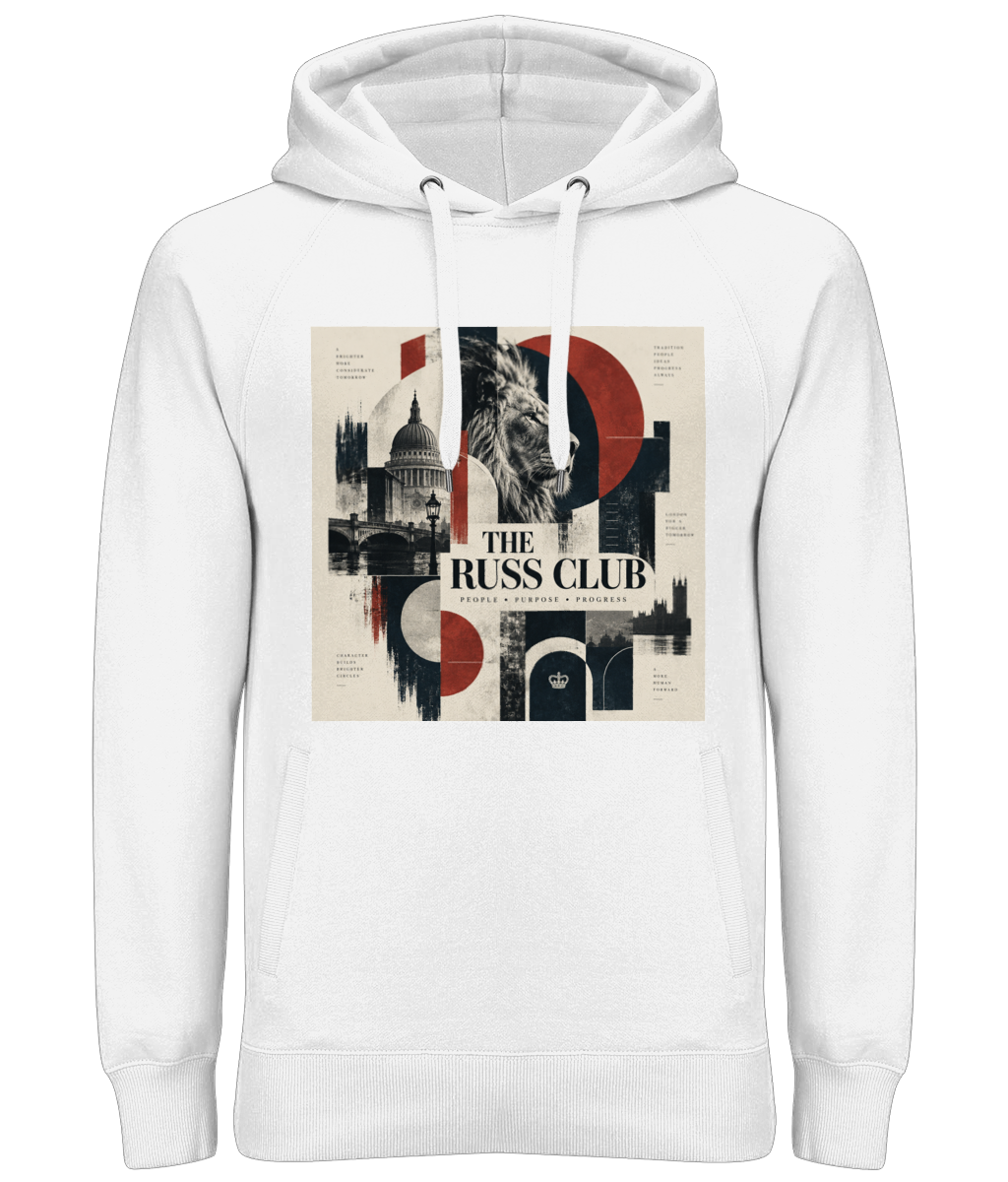 People Purpose Progress London lion heavy hoodie in White – front artwork