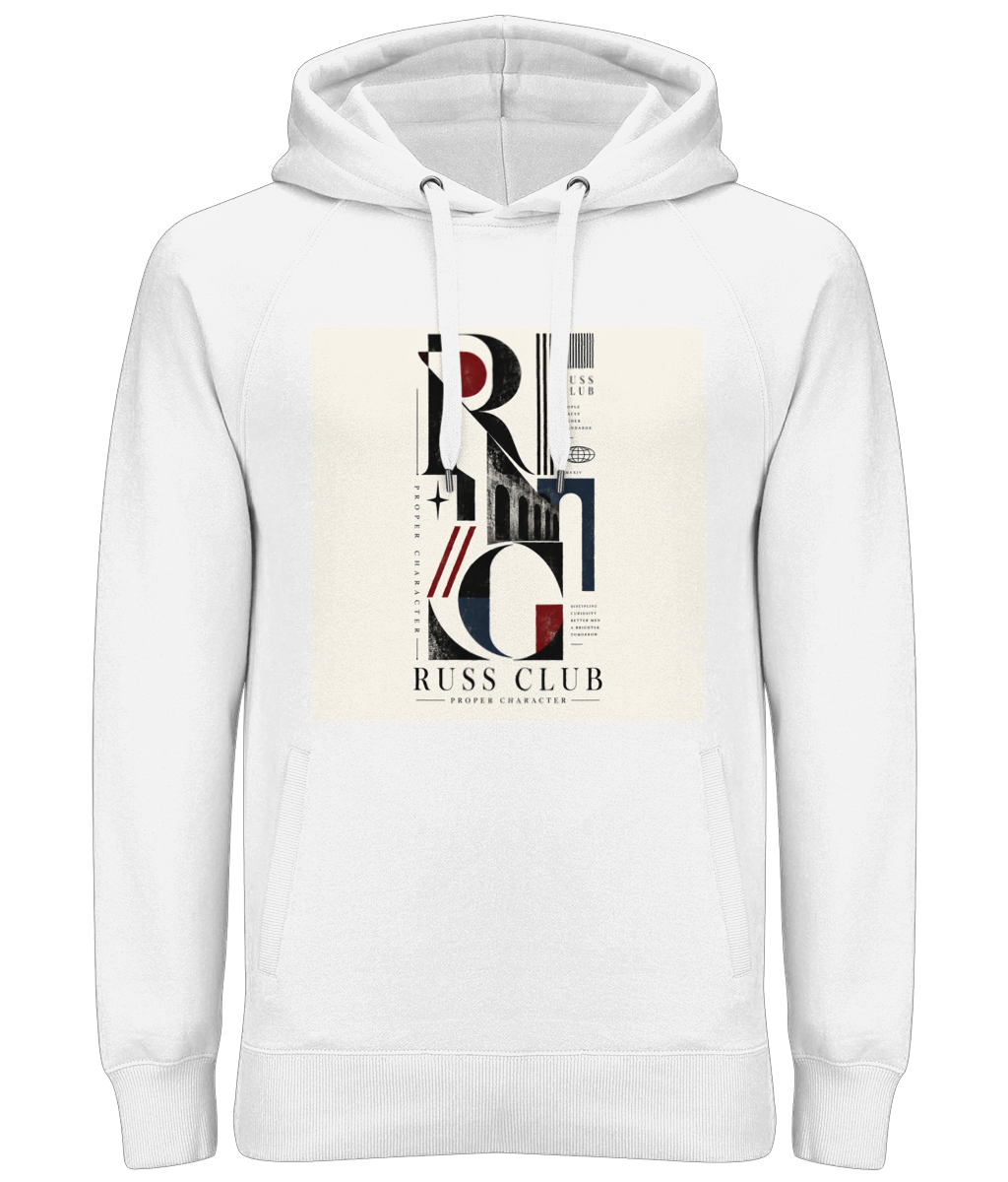 Modernist RC graphic heavy hoodie in White – front artwork