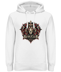 Raised Standards crowned lion heavy hoodie in White – front artwork