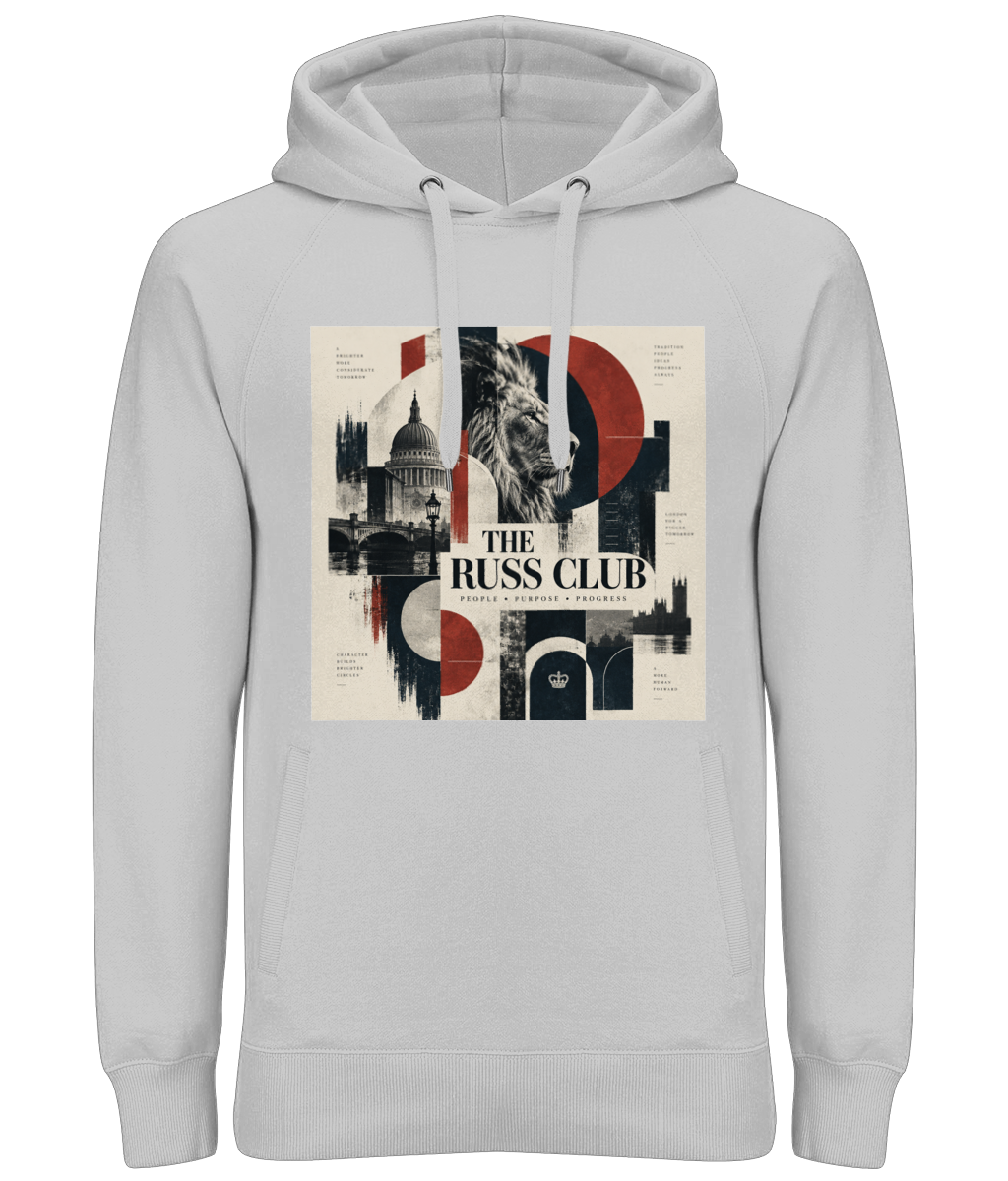 People Purpose Progress London lion heavy hoodie in Heather Grey – front artwork