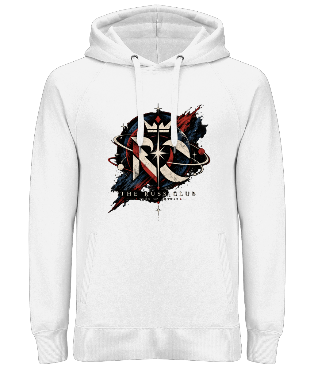 Cosmic RC monogram heavy hoodie in White – front artwork