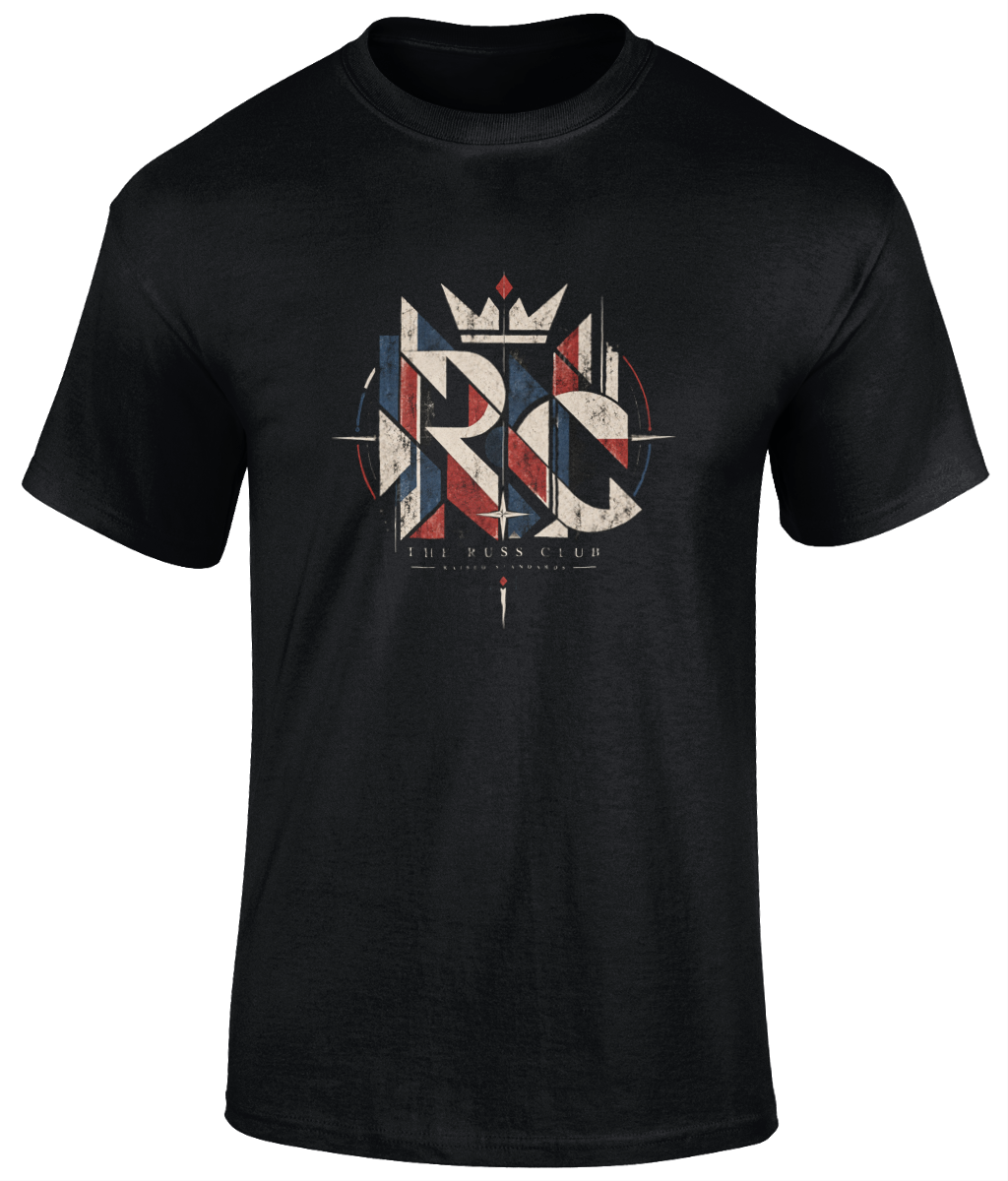 Raised Standards geometric monogram heavyweight T-shirt in Black – front artwork