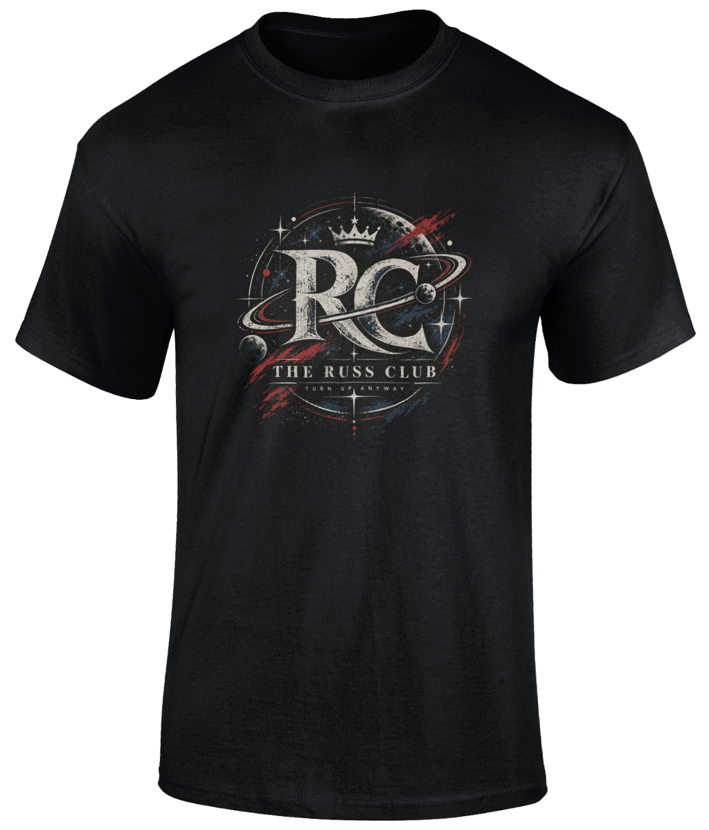 Turn Up Anyway cosmic RC monogram heavyweight T-shirt in Black – front artwork