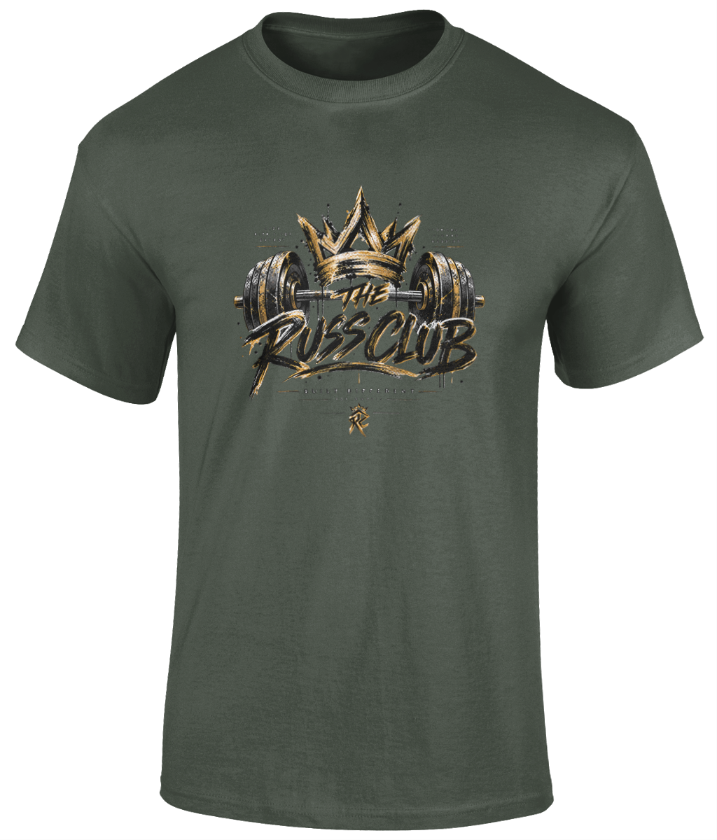 Gold Crown & Barbell T-Shirt | The Russ Club - Russ Club
