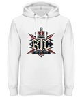 Crowned British block logo heavy hoodie in White – front artwork