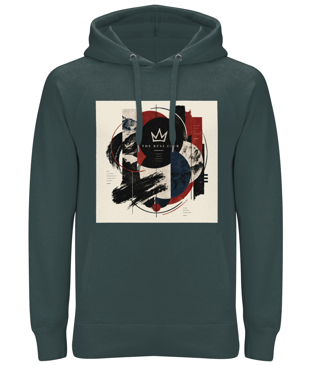 Abstract Russ Club crown graphic heavy hoodie in Charcoal – front artwork