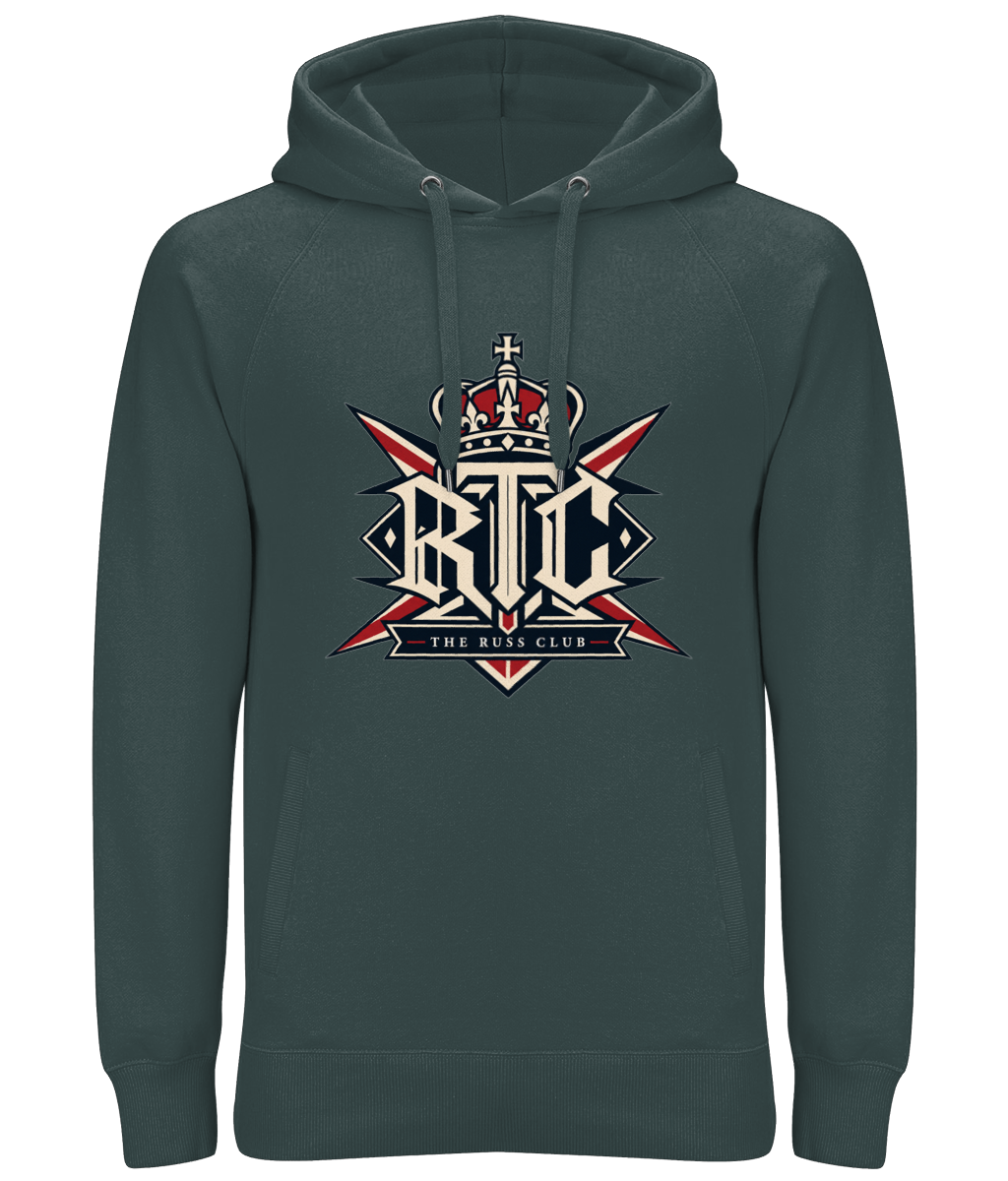Crowned British block logo heavy hoodie in Charcoal – front artwork