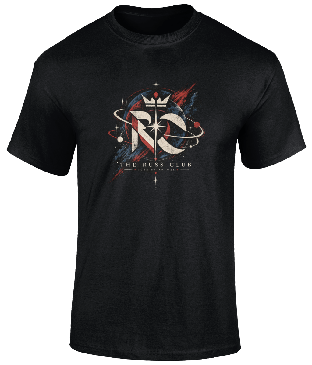 Cosmic RC monogram heavyweight T-shirt in Black – front artwork