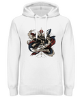 Abstract crown brush graphic heavy hoodie in White – front artwork