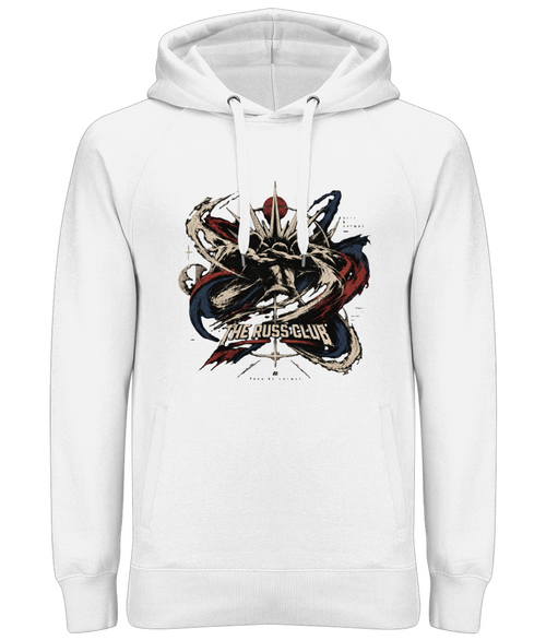 Abstract crown brush graphic heavy hoodie in White – front artwork