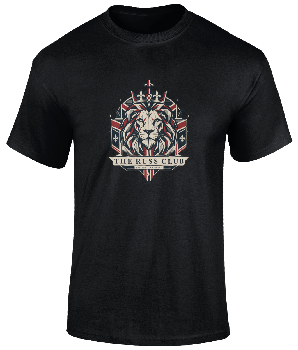 British Strength geometric lion heavyweight T-shirt in Black – front artwork