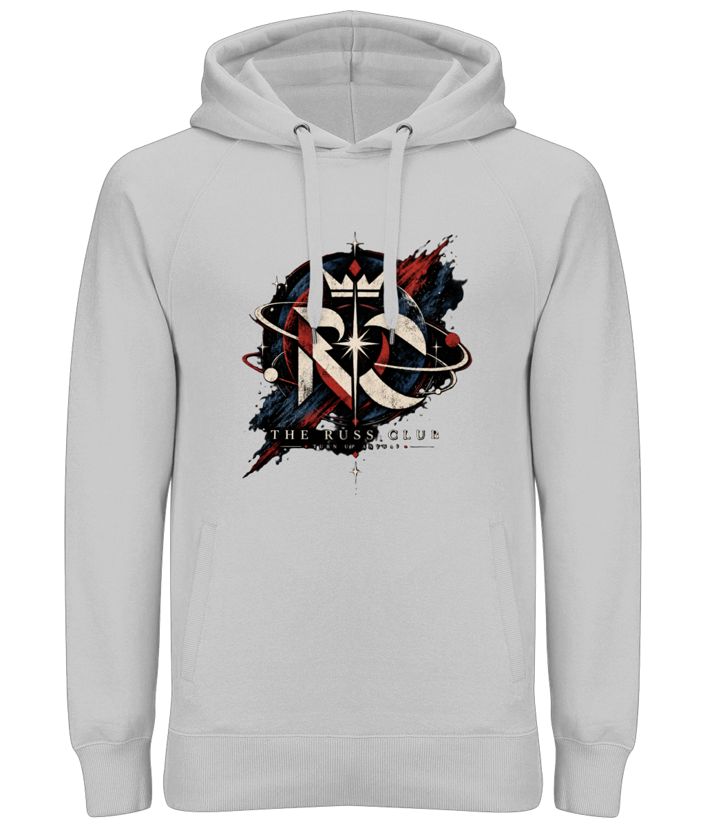 Cosmic RC monogram heavy hoodie in Heather Grey – front artwork