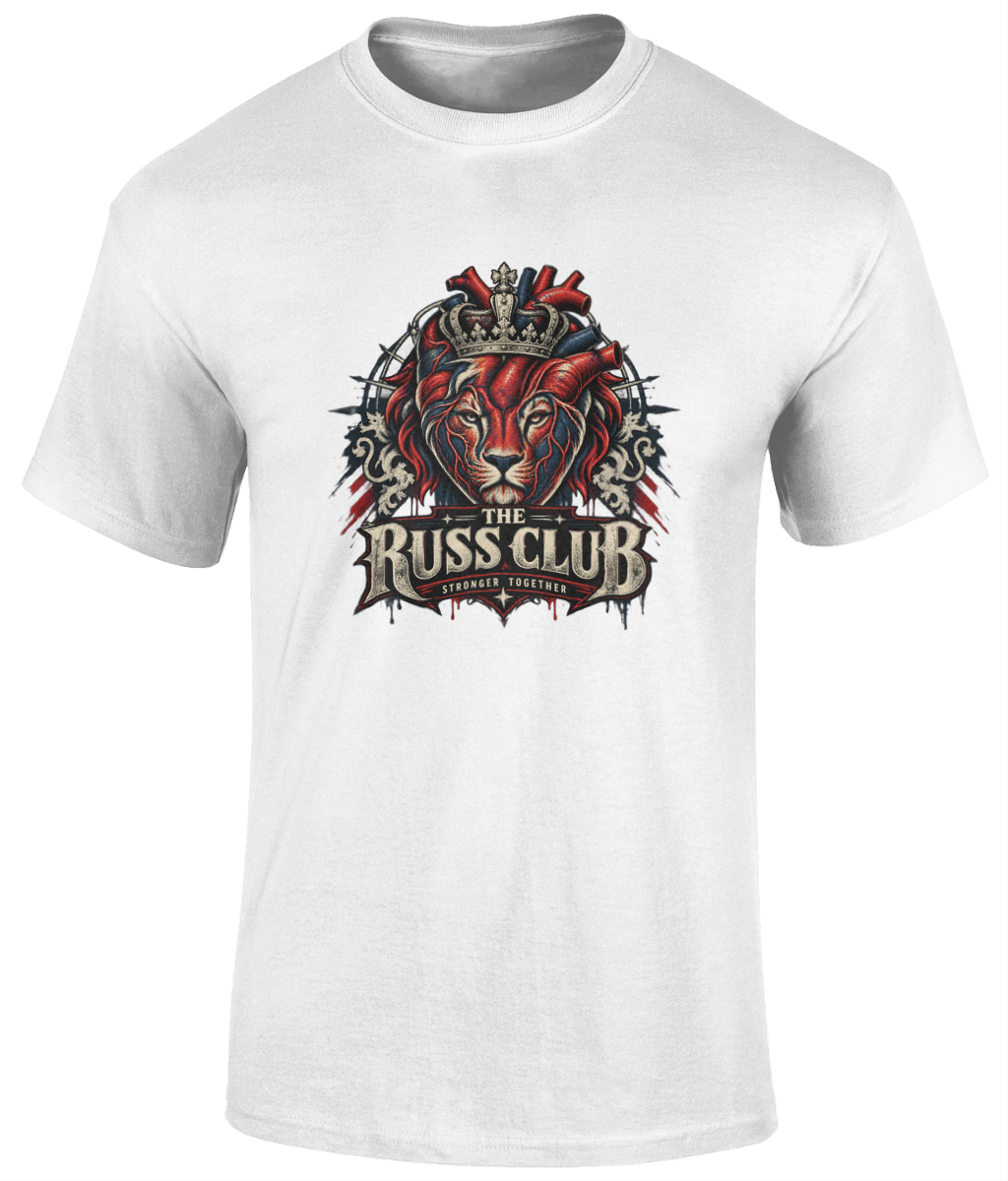 Stronger Together crowned lion heavyweight T-shirt in White – front artwork