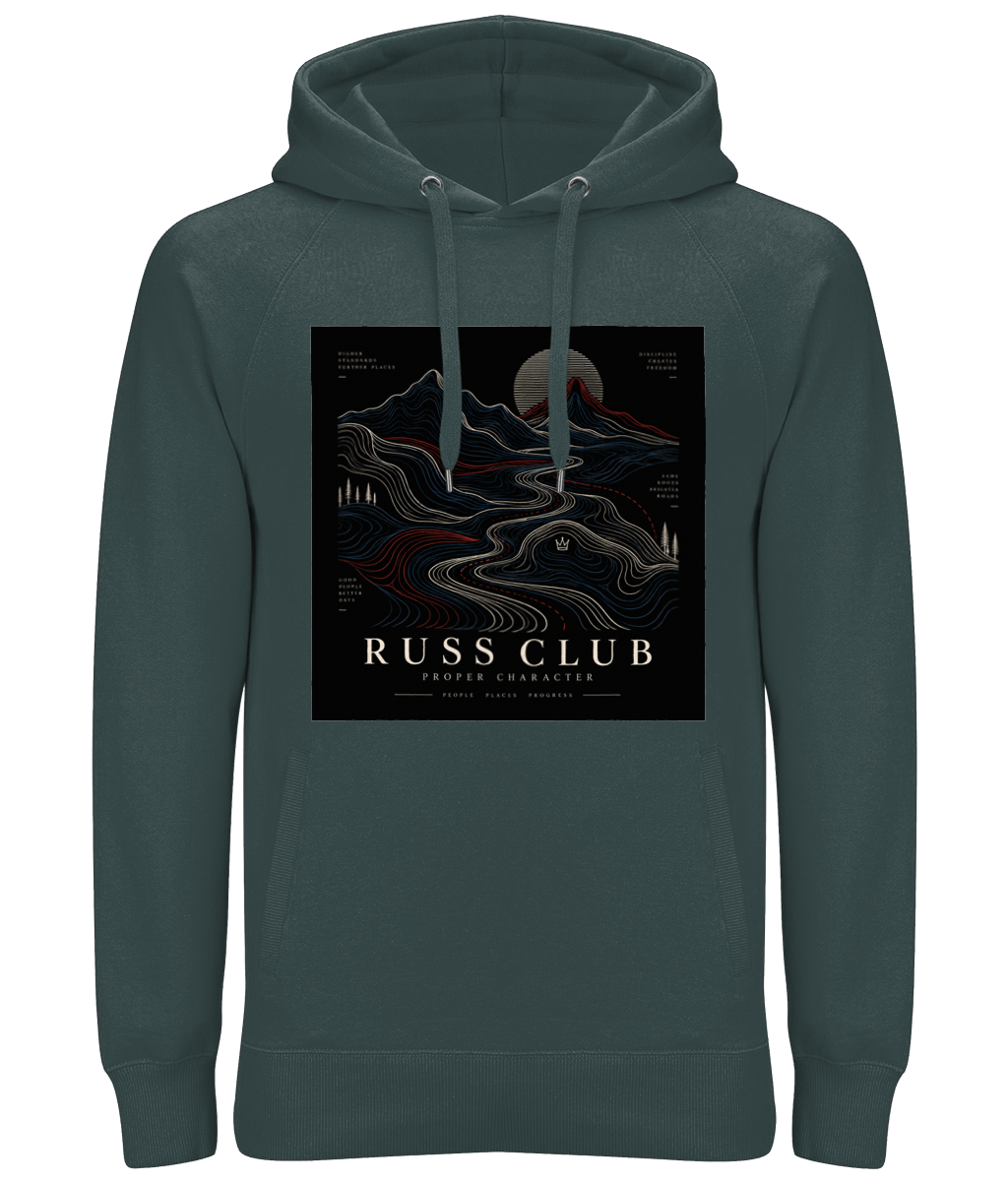 Proper Character topographic landscape heavy hoodie in Charcoal – front artwork