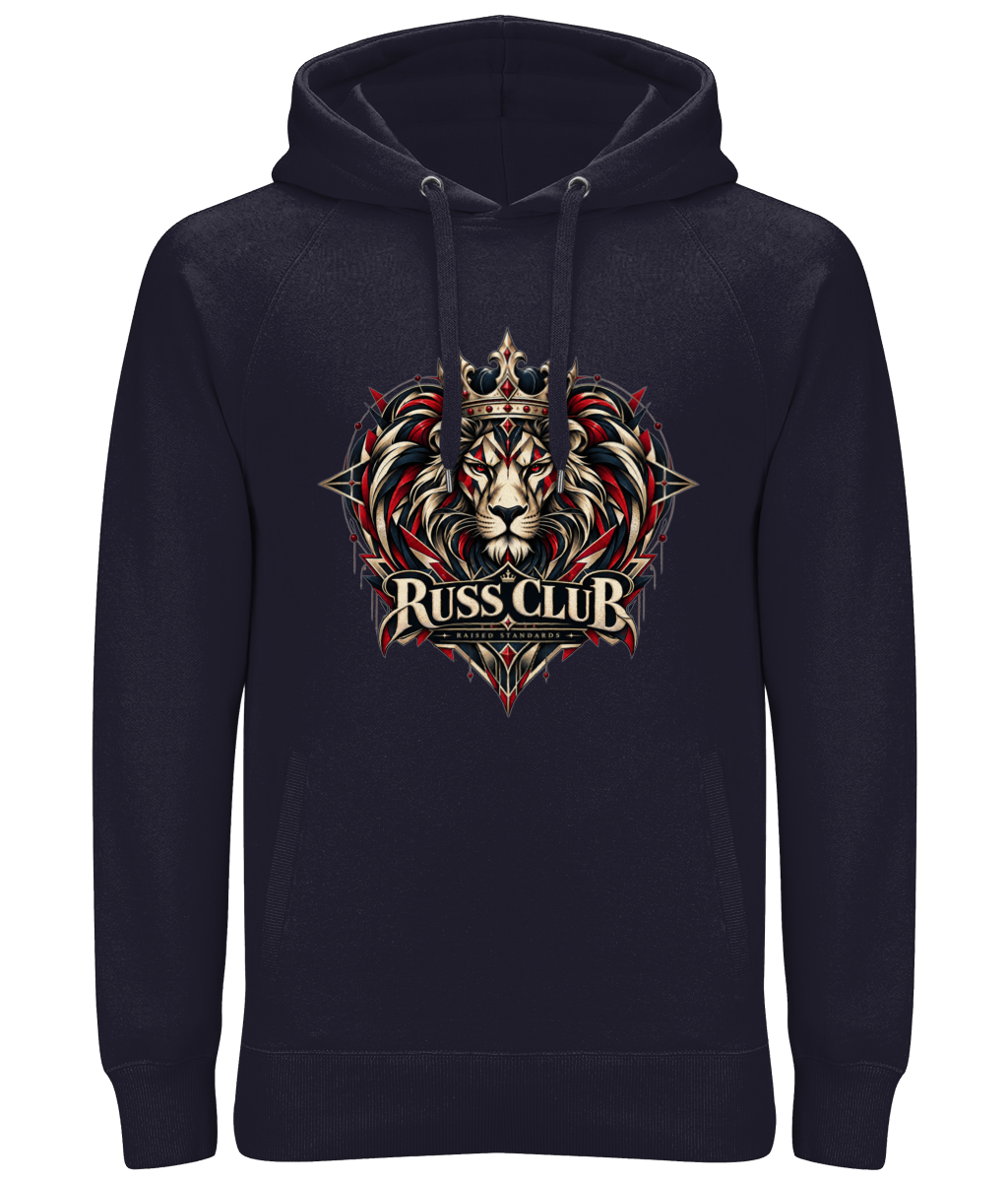 Raised Standards crowned lion heavy hoodie in Navy – front artwork