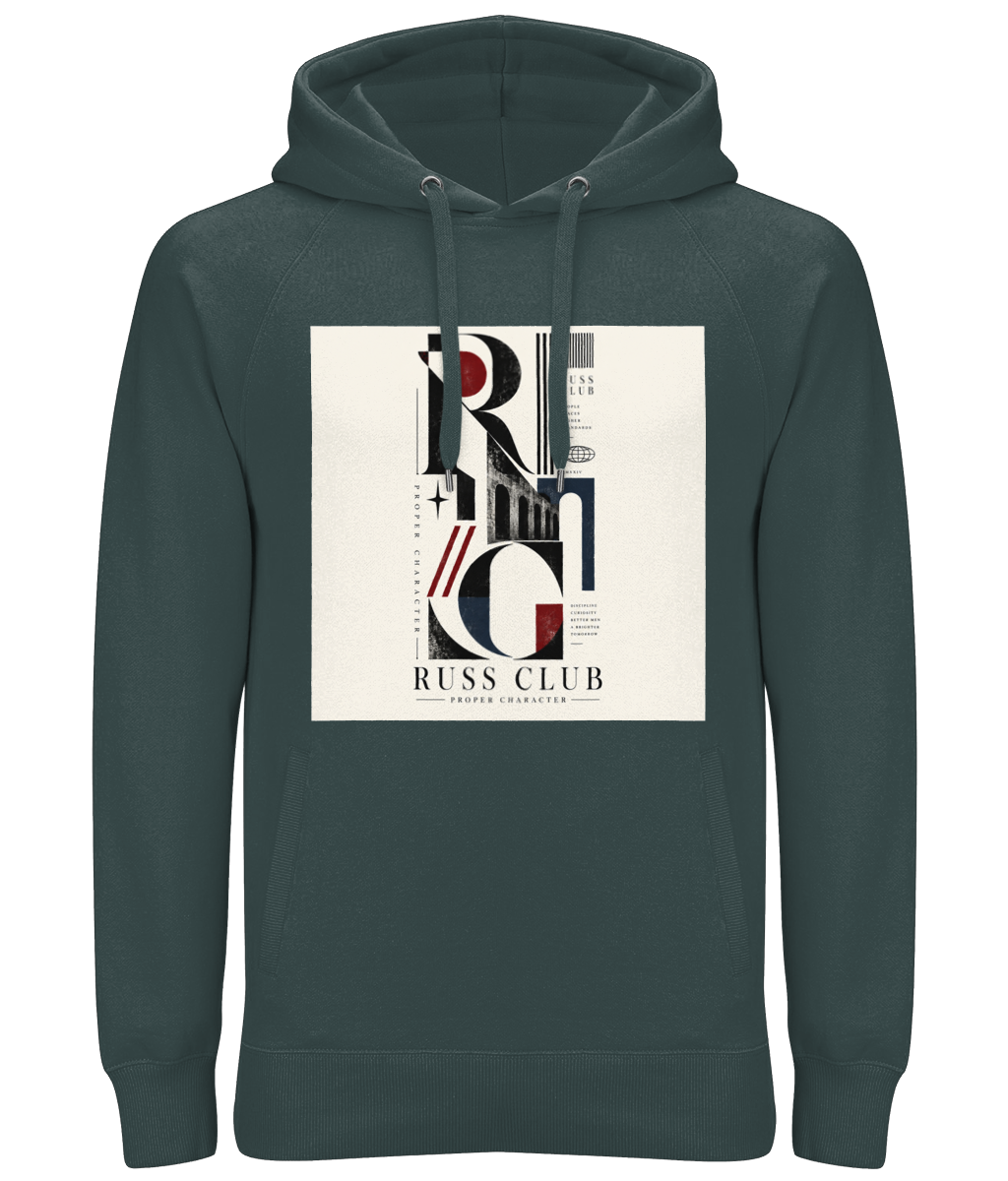 Modernist RC graphic heavy hoodie in Charcoal – front artwork