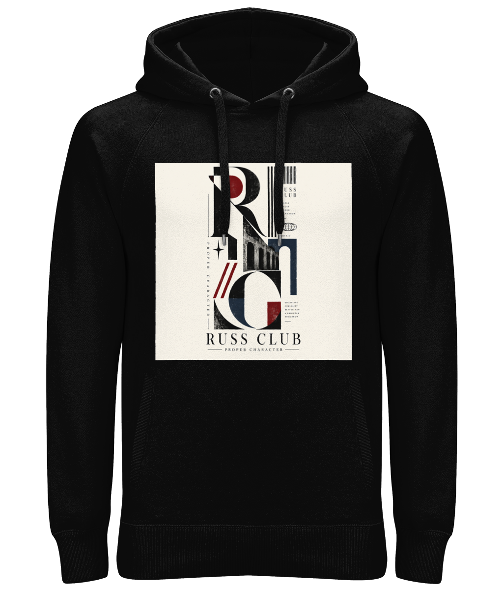 Modernist RC graphic heavy hoodie in Black – front artwork