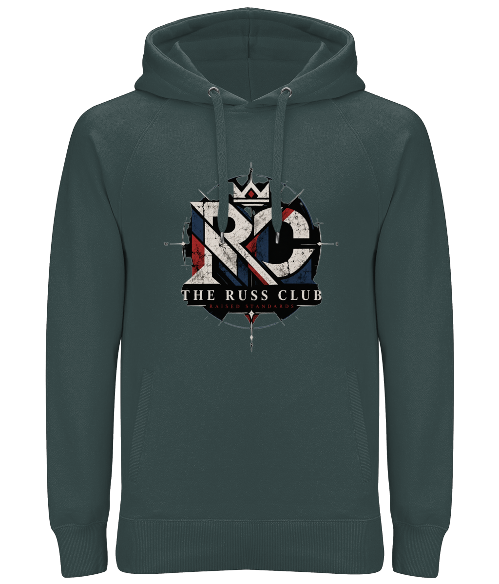 Raised Standards RC monogram heavy hoodie in Charcoal – front artwork