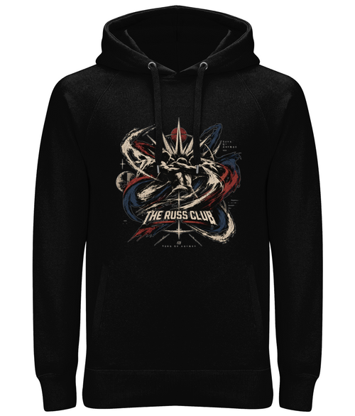 Abstract crown brush graphic heavy hoodie in Black – front artwork