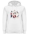 Geometric RC monogram heavy hoodie in White – front artwork