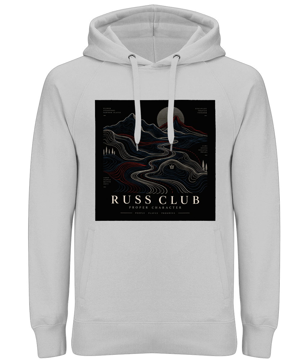 Proper Character topographic landscape heavy hoodie in Heather Grey – front artwork