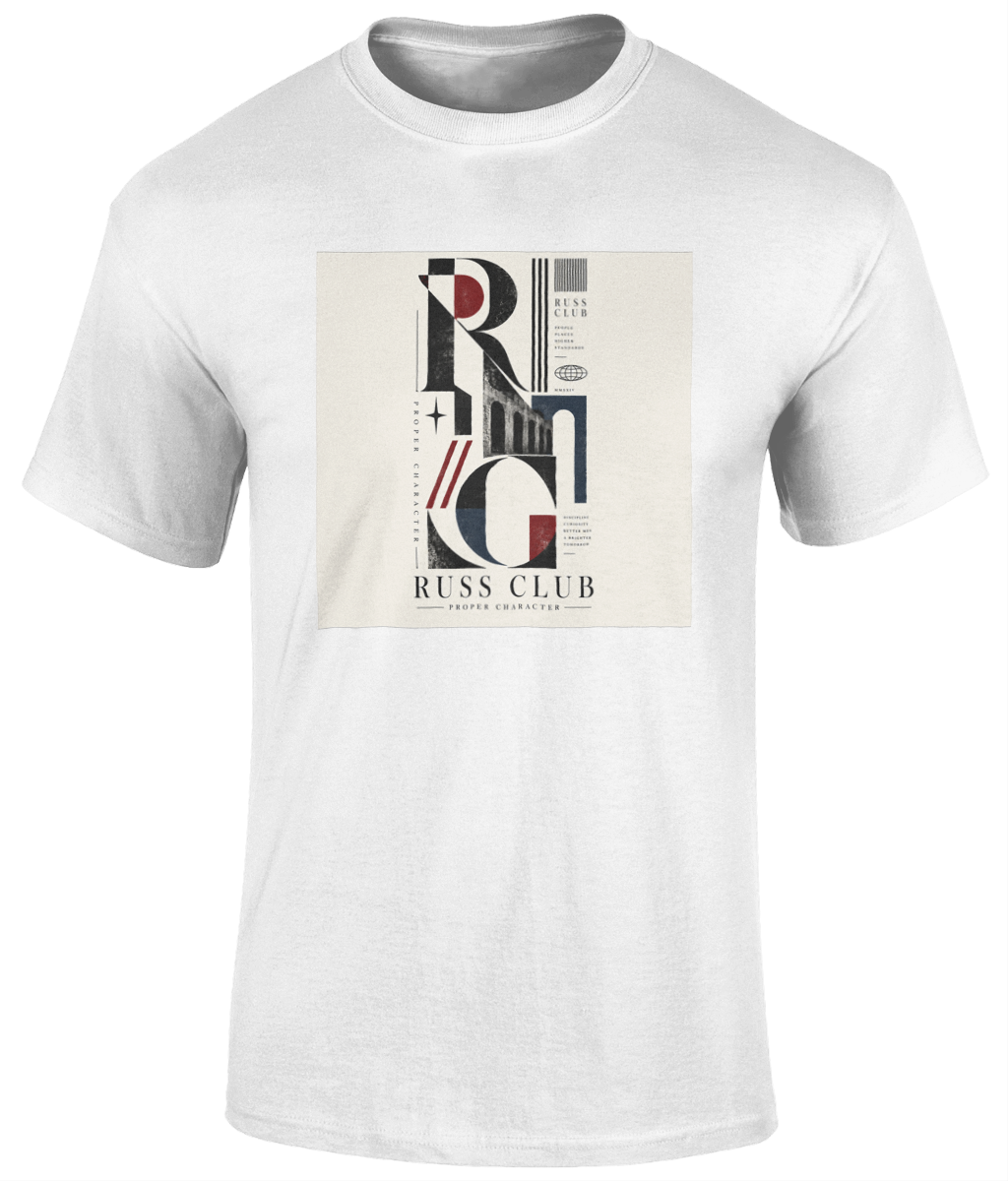 Modernist RC graphic heavyweight T-shirt in White – front artwork