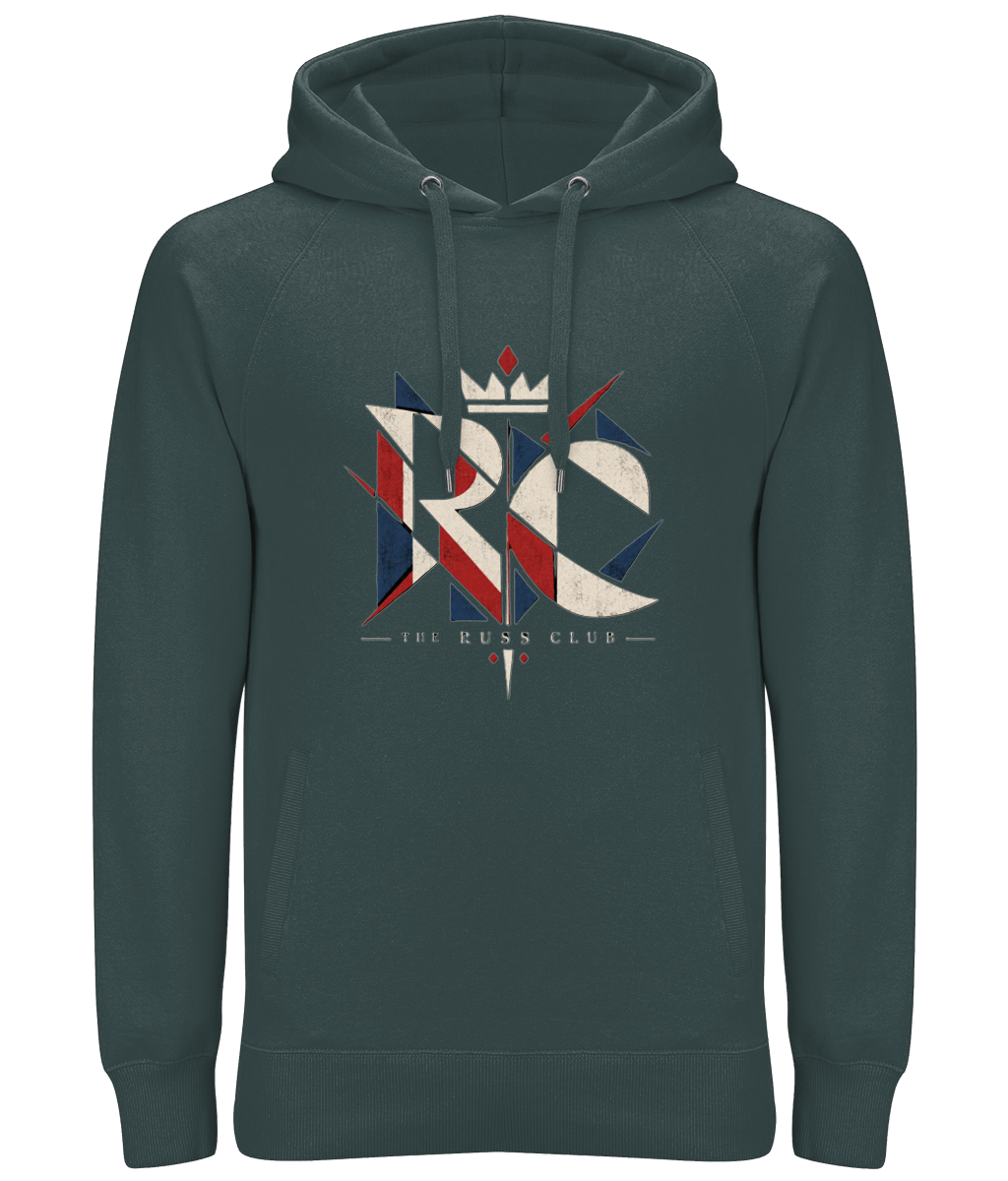 Geometric RC monogram heavy hoodie in Charcoal – front artwork