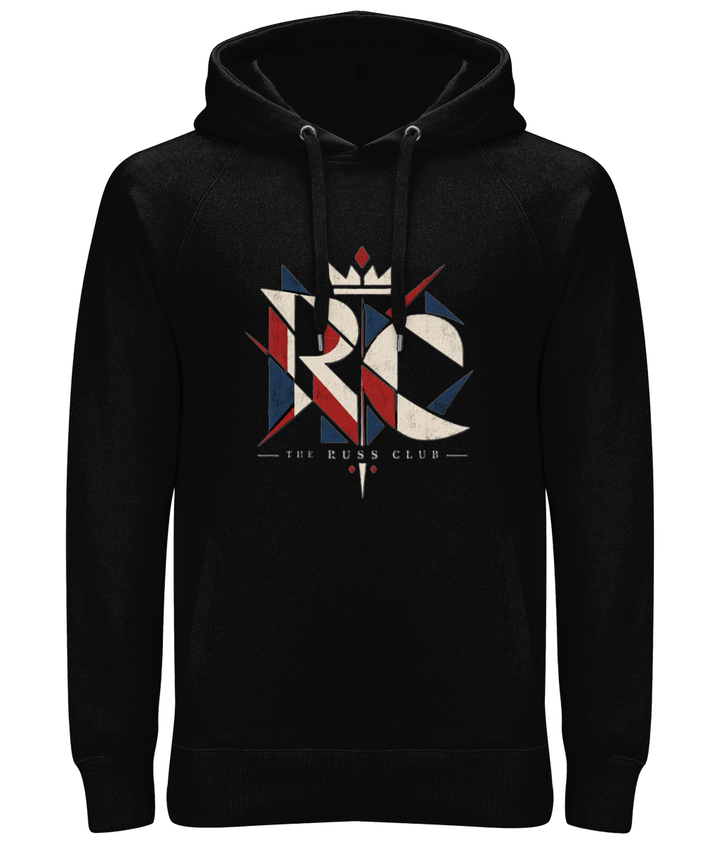 Geometric RC monogram heavy hoodie in Black – front artwork