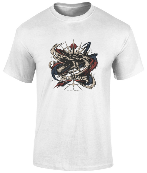 Abstract crown brush graphic heavyweight T-shirt in White – front artwork