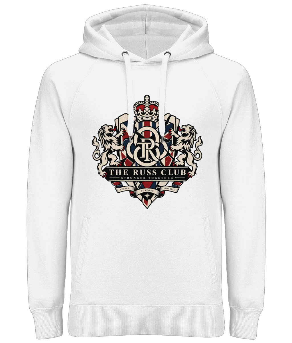 Stronger Together British heritage crest heavy hoodie in White – front artwork