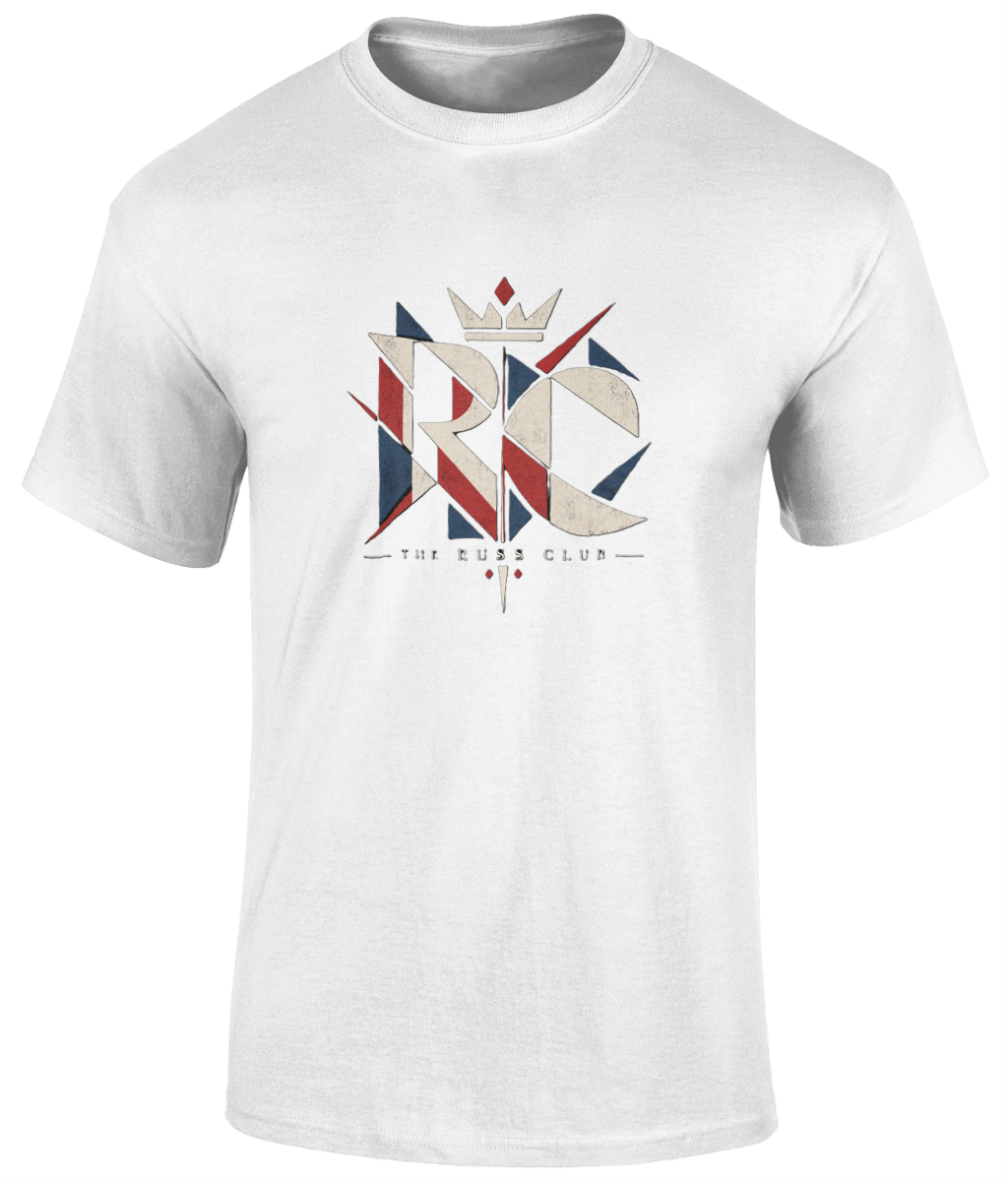 Geometric RC monogram heavyweight T-shirt in White – front artwork
