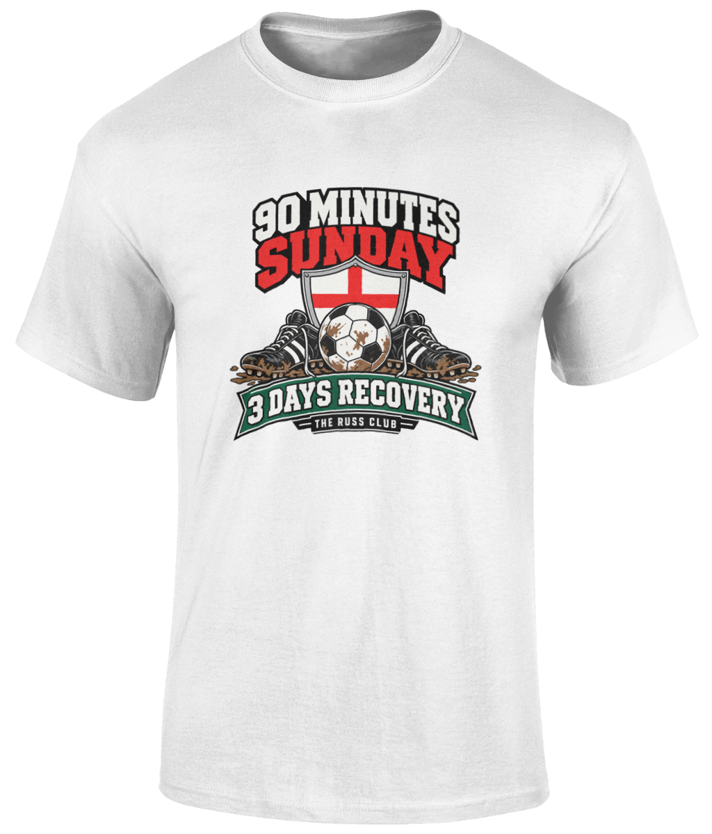 90 Minutes, Three Days Recovery Football T-Shirt | The Russ Club - Russ Club
