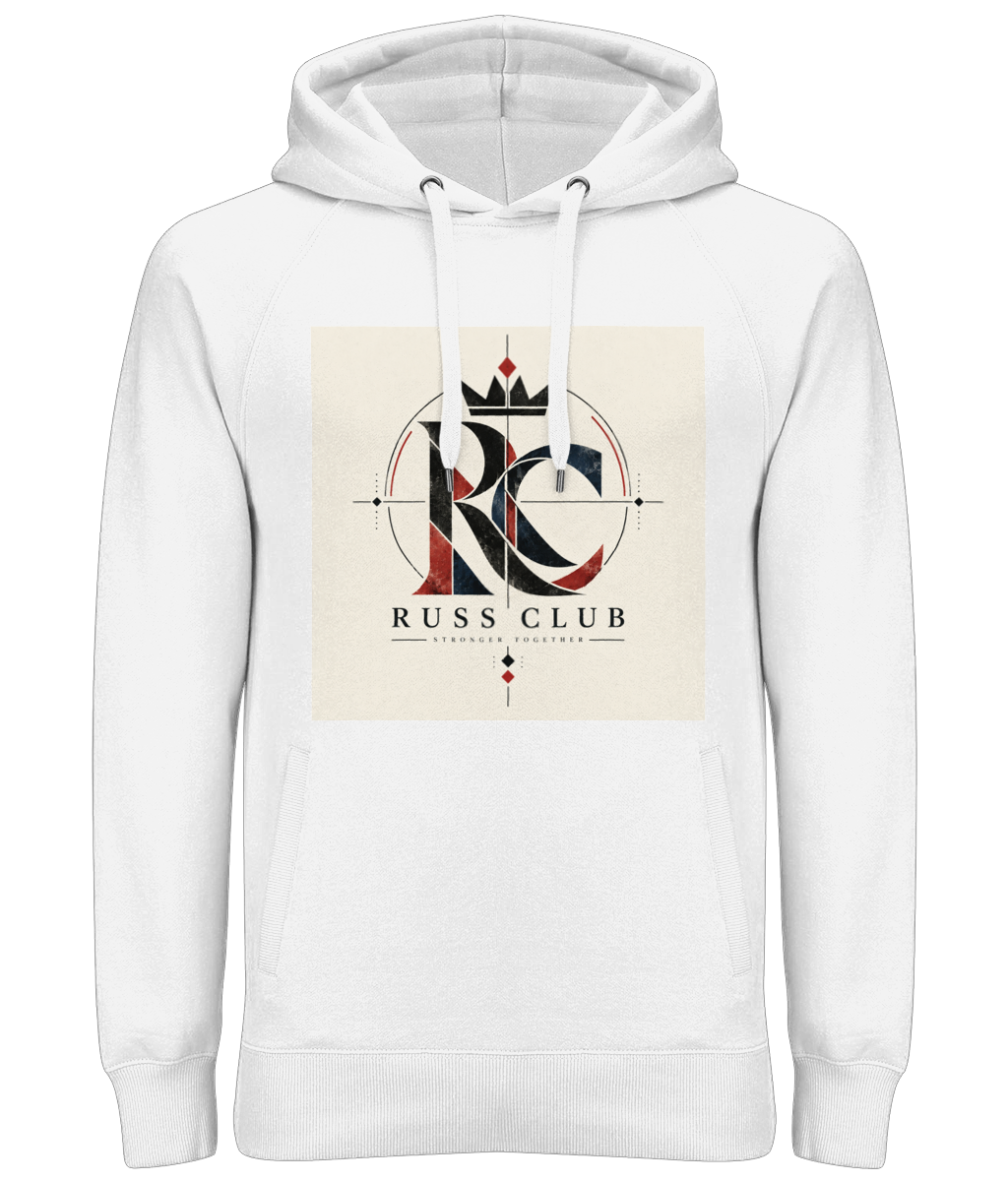 Minimal RC monogram heavy hoodie in White – front artwork