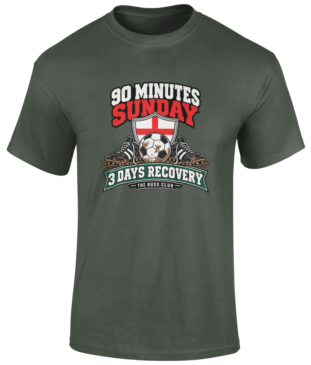 90 Minutes, Three Days Recovery Football T-Shirt | The Russ Club - Russ Club