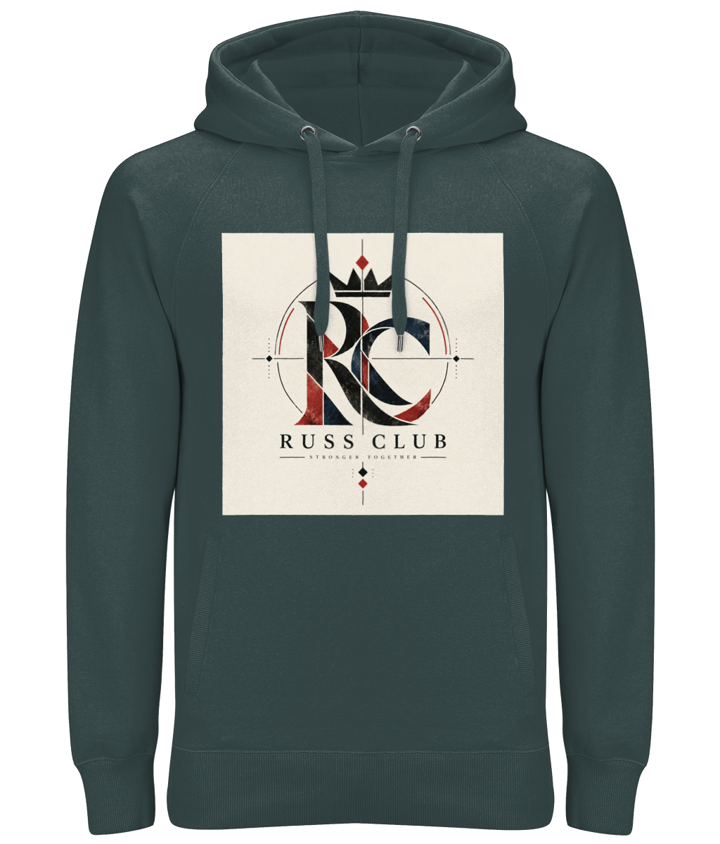 Minimal RC monogram heavy hoodie in Charcoal – front artwork