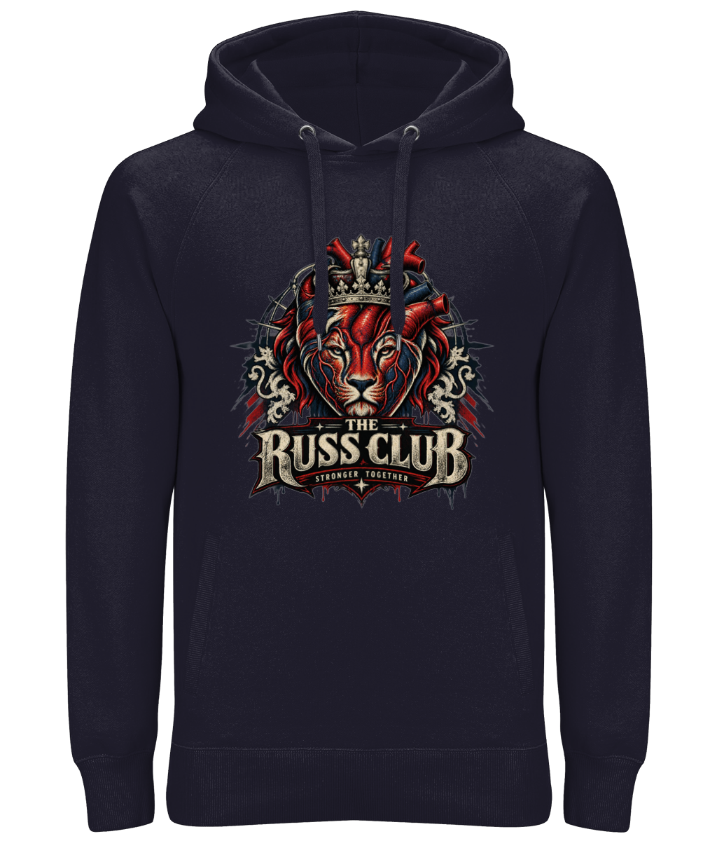 Stronger Together crowned lion heavy hoodie in Navy – front artwork