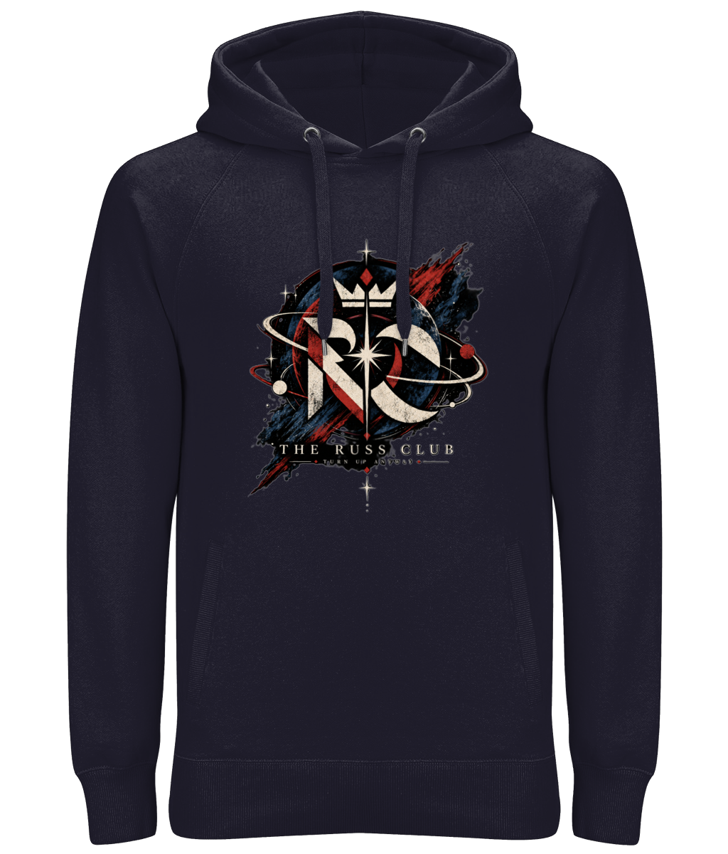 Cosmic RC monogram heavy hoodie in Navy – front artwork