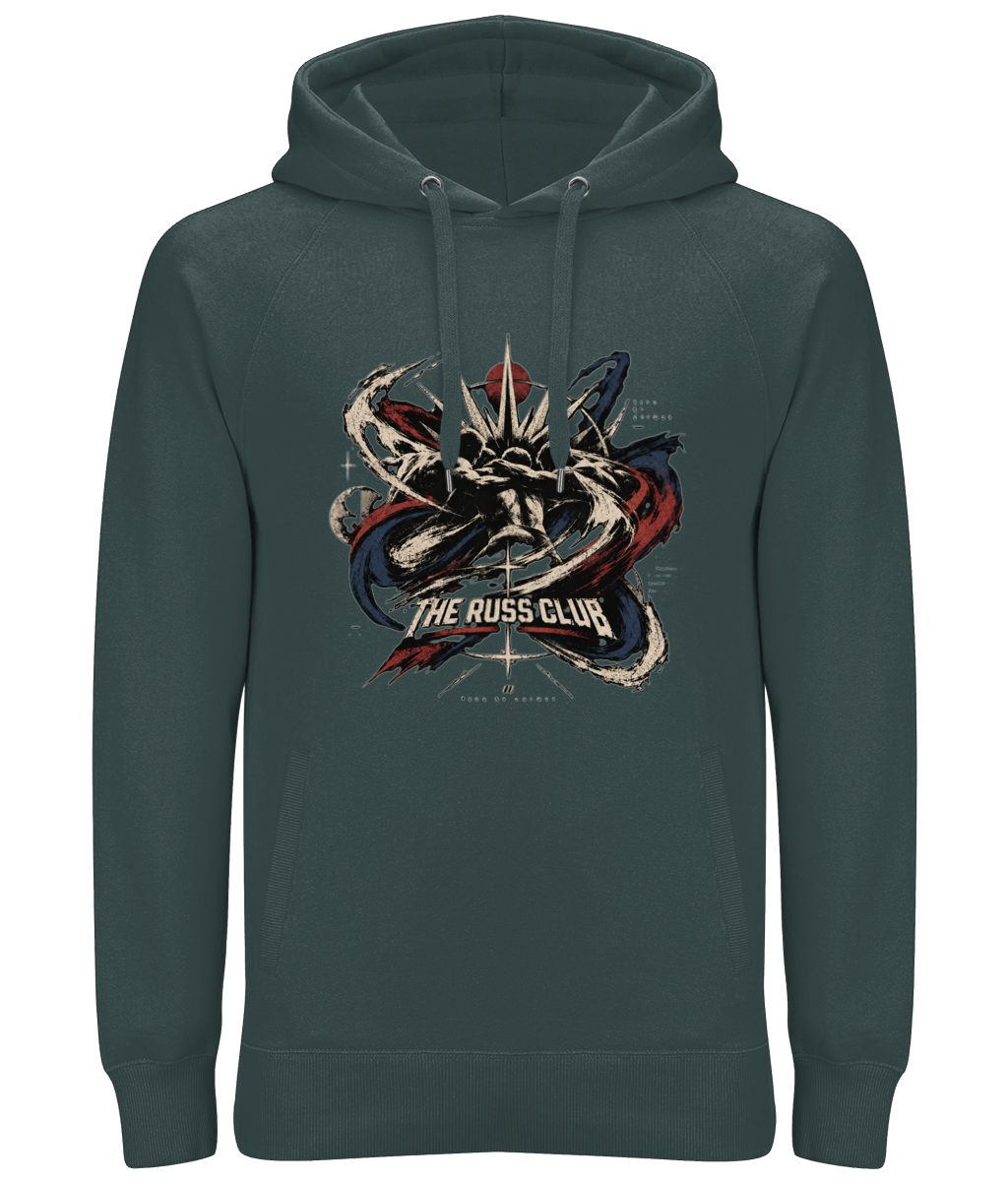 Abstract crown brush graphic heavy hoodie in Charcoal – front artwork