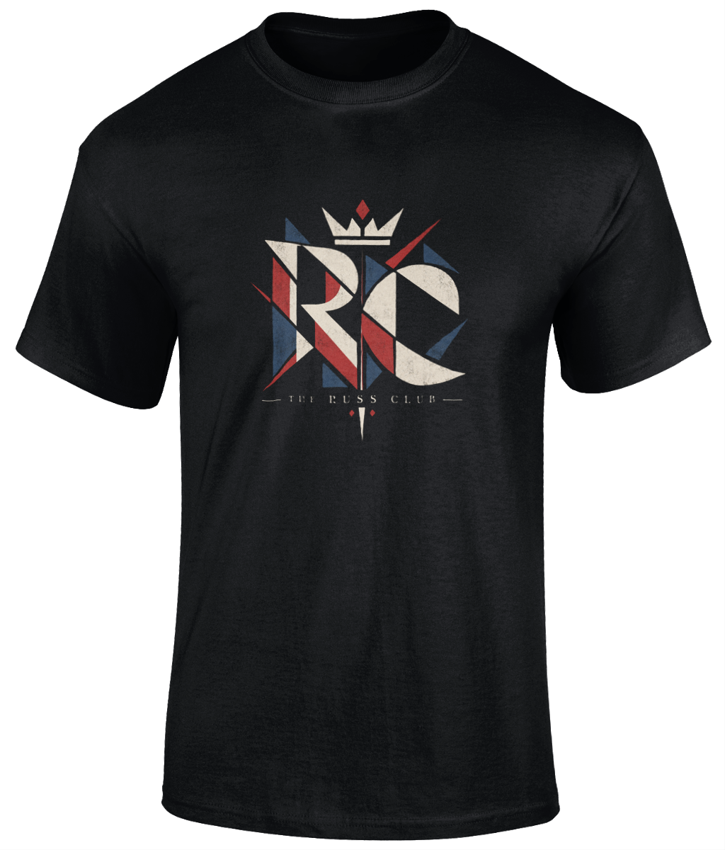 Geometric RC monogram heavyweight T-shirt in Black – front artwork